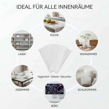 Fruchtfliegenfalle Fliegen Klebefallen – Effektive Fliegenfalle Klebestreifen Innenbereich für Küche, Wohnzimmer und Büro – Stubenfliegen, Schmeißfliegen und Obstfliegen fangen – 12 Stück